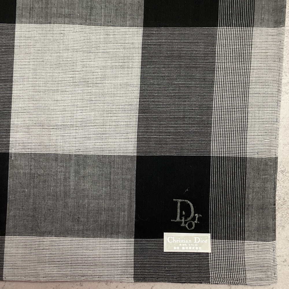 Dior Black and Gray Checkered Scarf - Picture 2 of 3